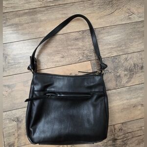 Denver Hayes Black Leather Shoulder Bag